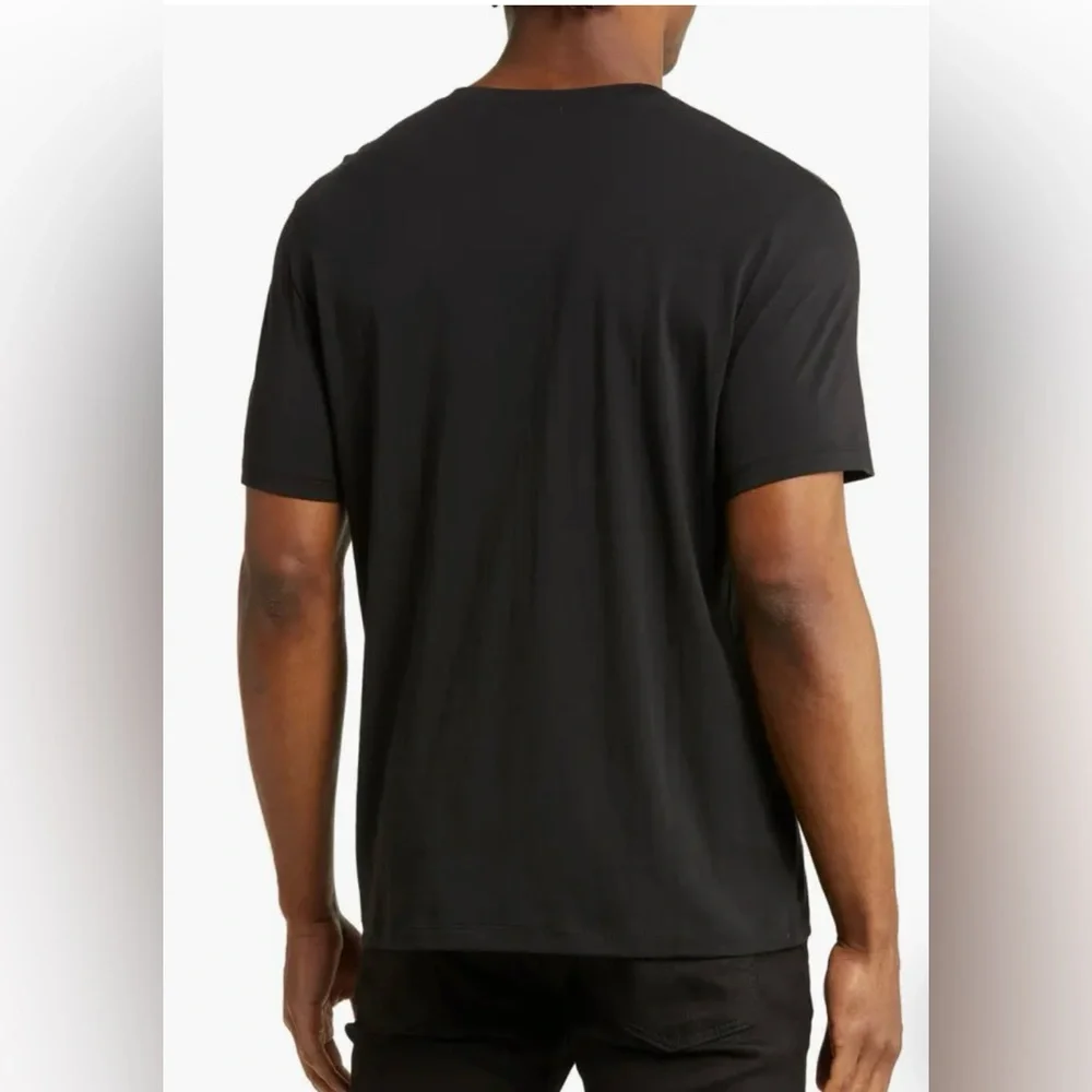 Vince Solid Black Henley T-Shirt - Men’s Size Small - Picture 3 of 5